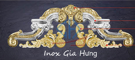 Vai cổng inox - HV sư tử vàng trắng